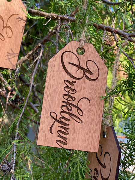 Personalized christmas tag ornaments
