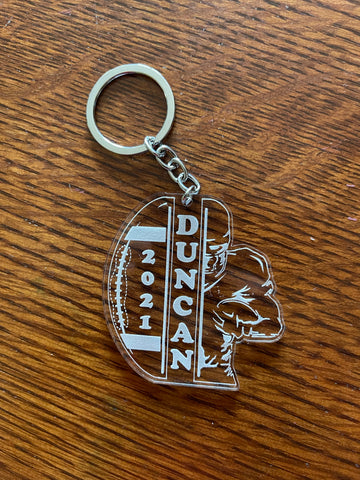 Personalized football keychain