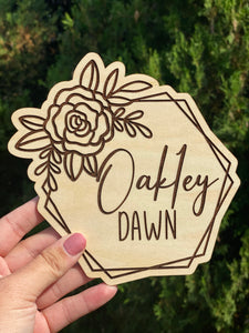 Birth Announcement - Floral Hexagon Birth Announcement
