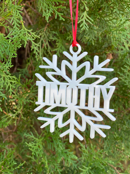 Personalized White Snowflake Ornament